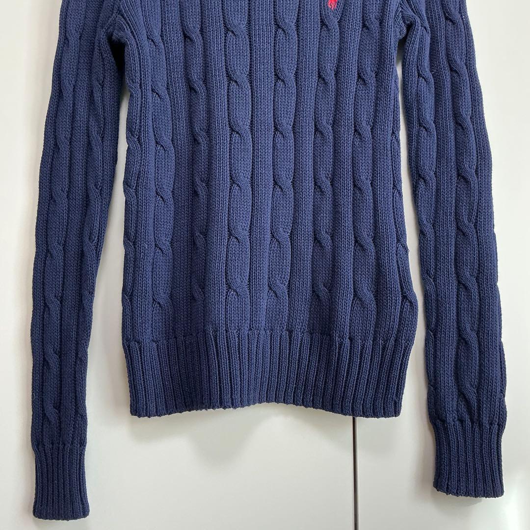 ポロラルフローレン ケーブルニット ネイビー ピマコットン XS - メルカリ