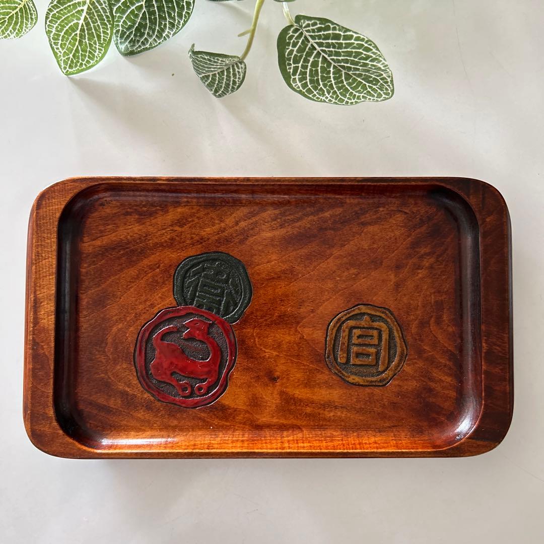 値下げ！烏城彫 盆 お盆 新品 未使用 箱付き 岡山 - メルカリ