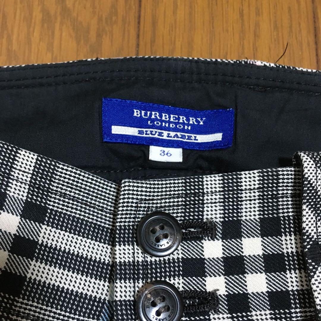 日本製☆バーバリーブルーレーベル パンツ 36 チェック×グレー - メルカリ