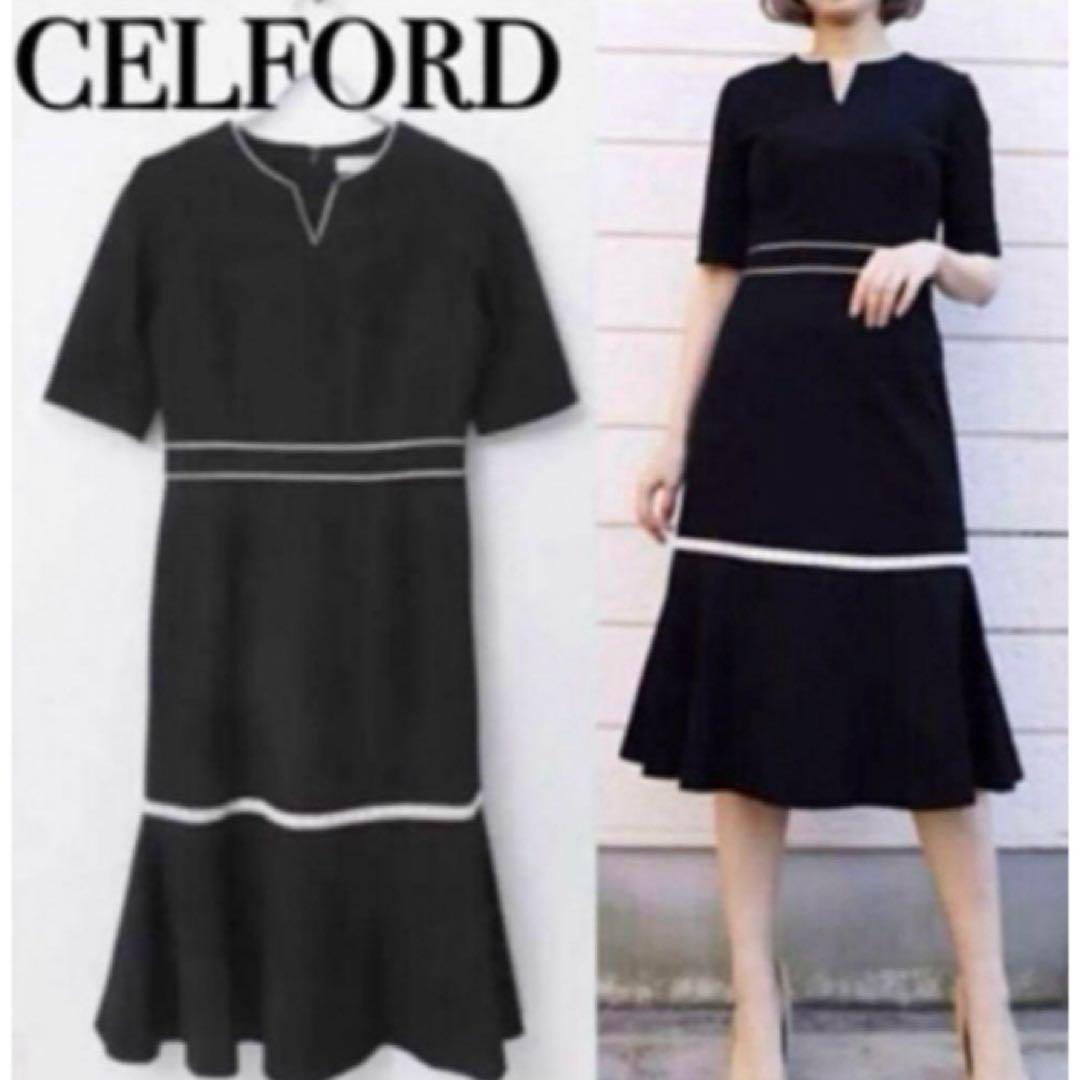 美品 CELFORD レース切替ワンピース セルフォード - メルカリ
