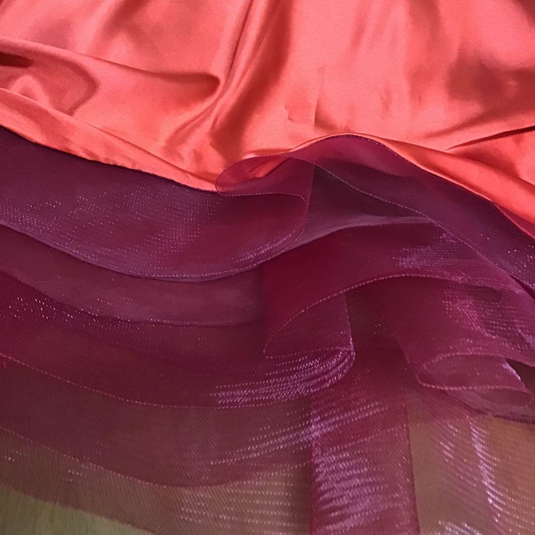 社交ダンス ドレス VeRtigo ドレス えんじ色 グラデーションスカート