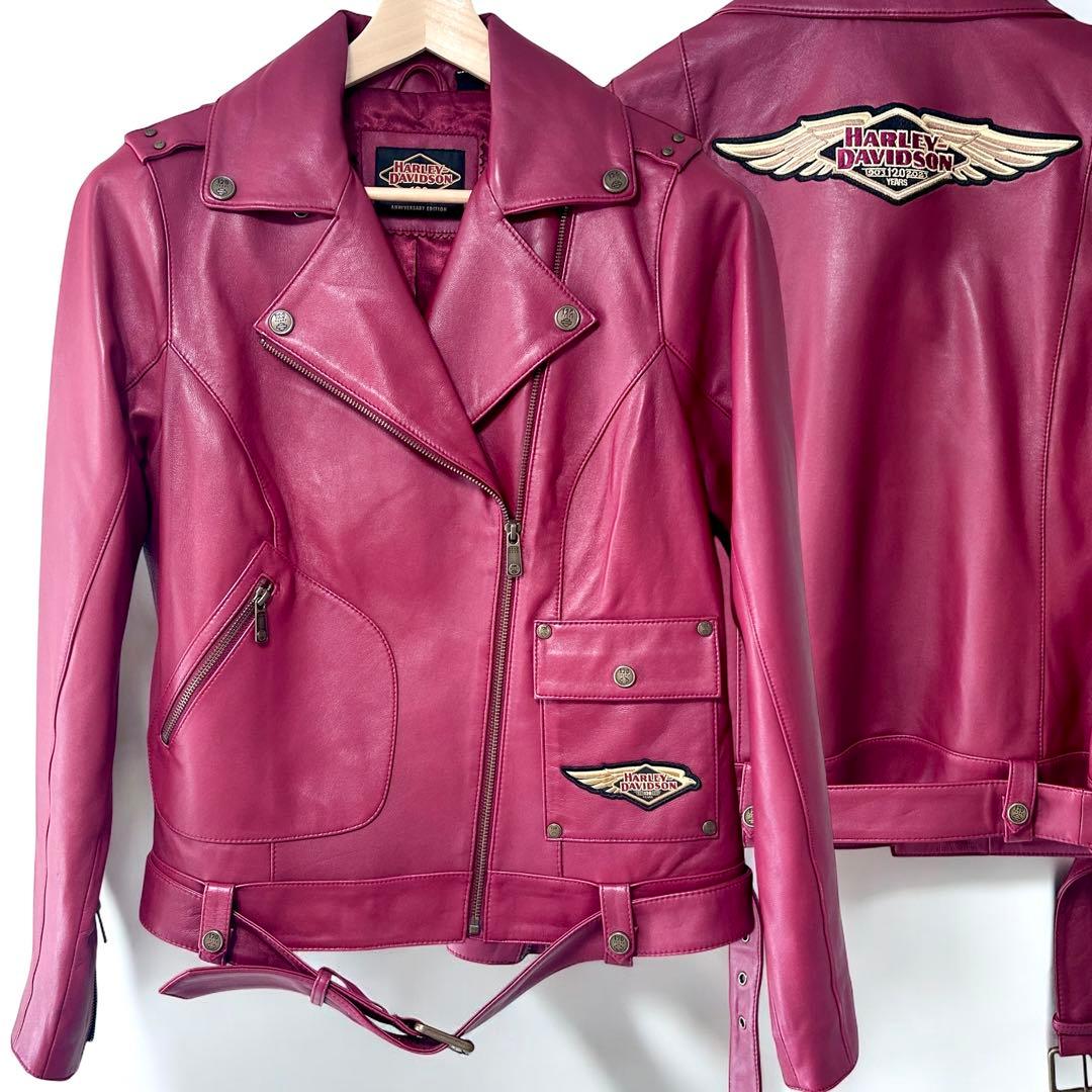 【状態S】 120周年記念 ハーレーダビットソン ダブル レザージャケット M baikuya-utsunomiya_120th-