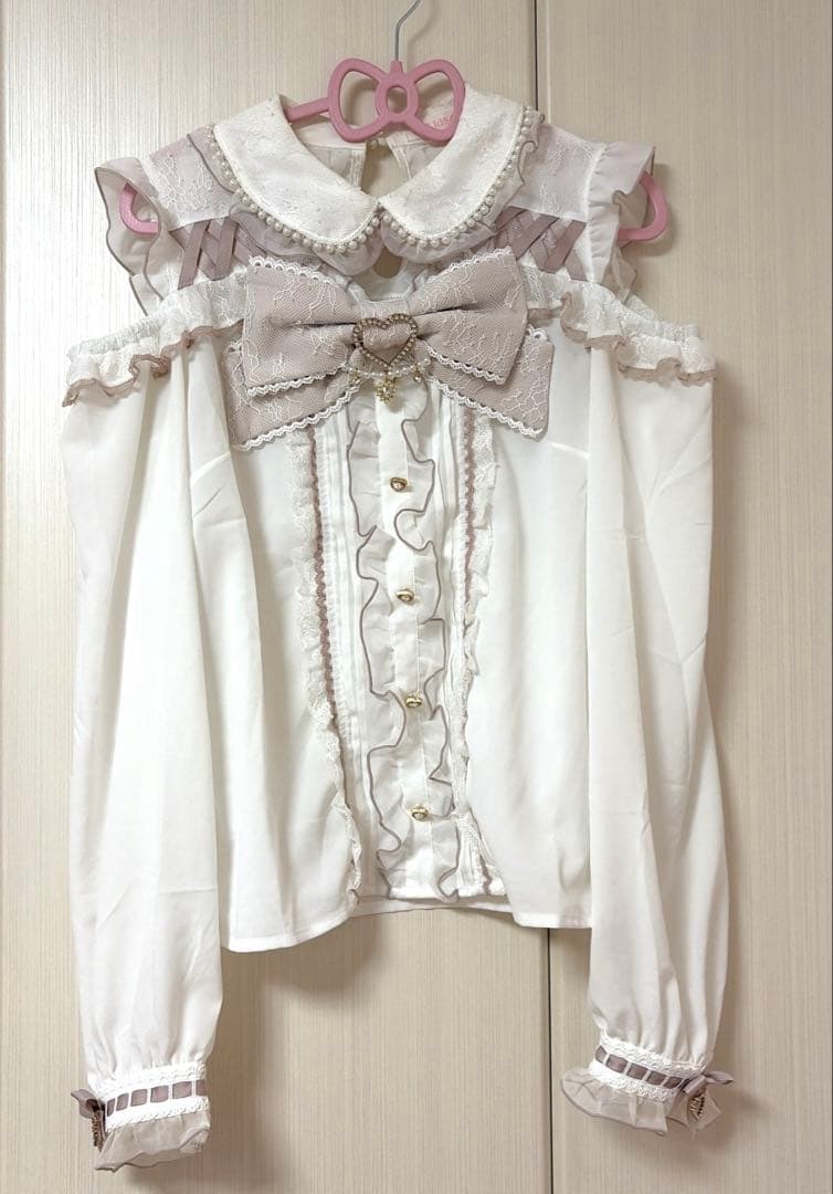 LIZLISA BIGリボンオープンショルダーブラウス フリーサイズ ピンク