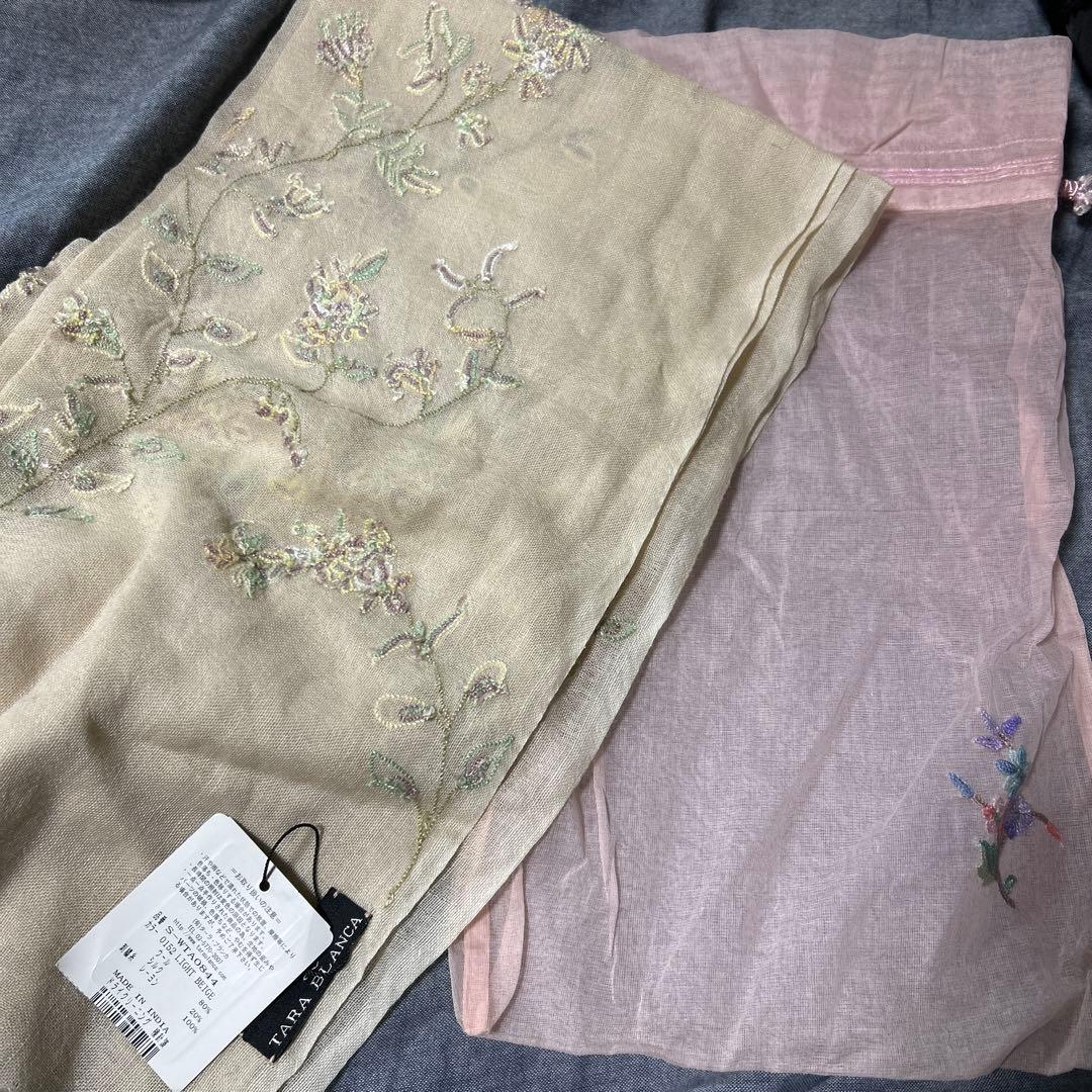 新品・未使用 ターラブランカ 刺繍 ストール マフラー ストール 袋付き