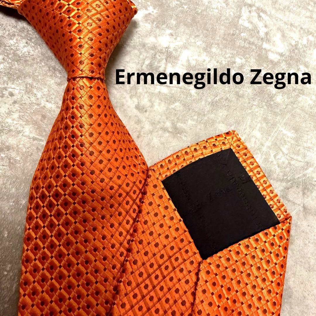 ✨極美品✨】Ermenegildo Zegna ネクタイ オレンジ ドット柄 - メルカリ