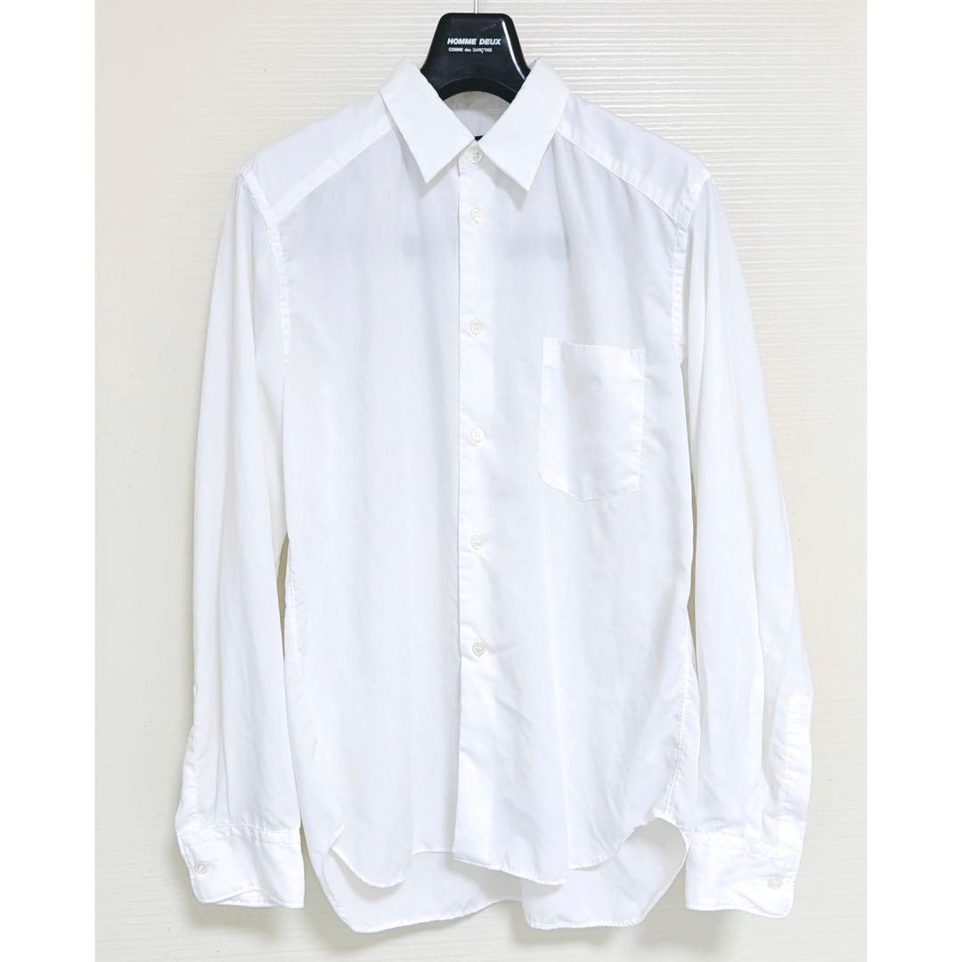 美品》 コムデギャルソン オムドゥ ポリ縮 シャツ 長袖 ホワイト XS