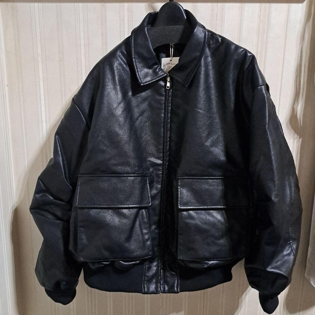 新品未使✨タグ付フェイクレザージャケット ブラック - メルカリ