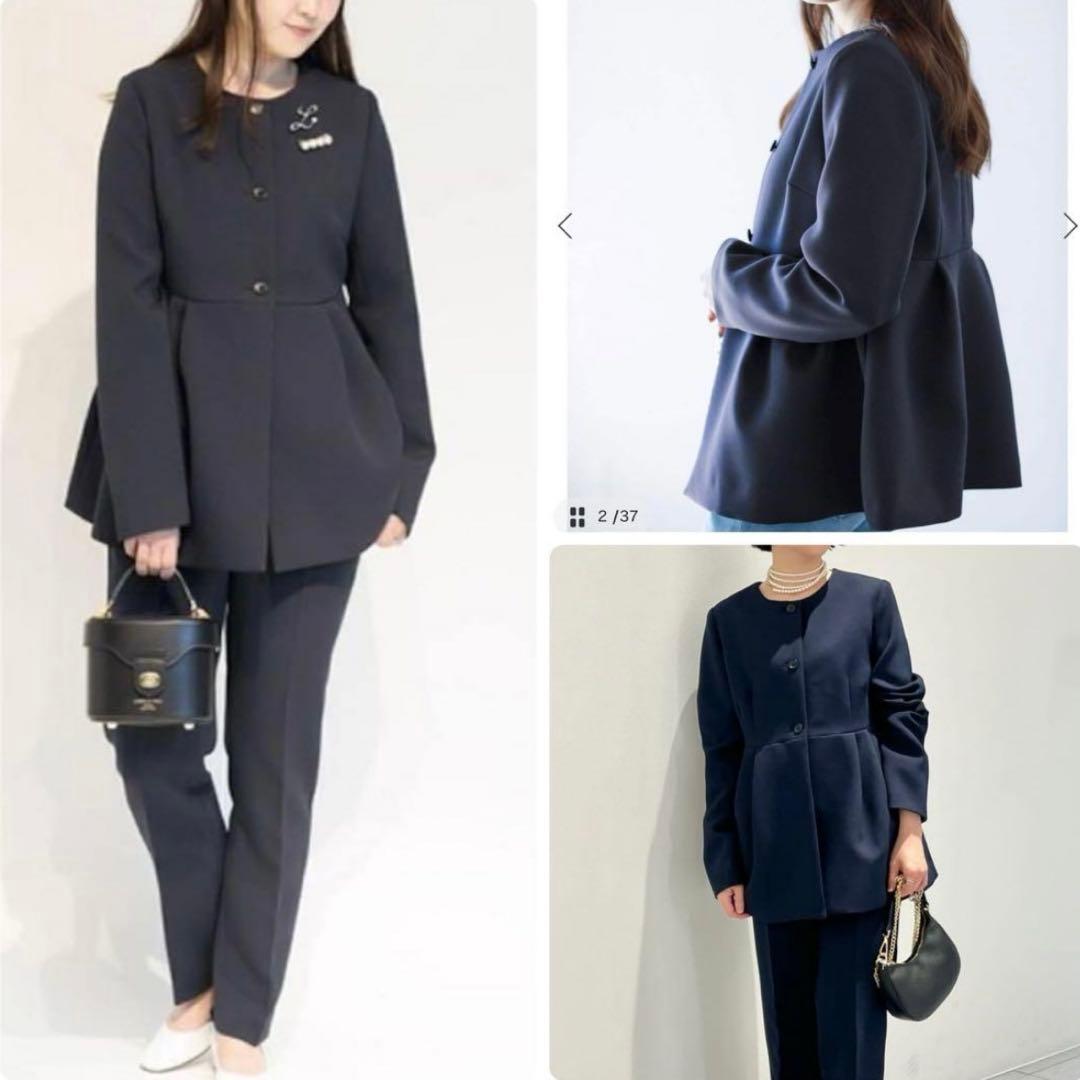 極美品】ラトータリテ トリプルクロスペプラムジャケット ネイビー