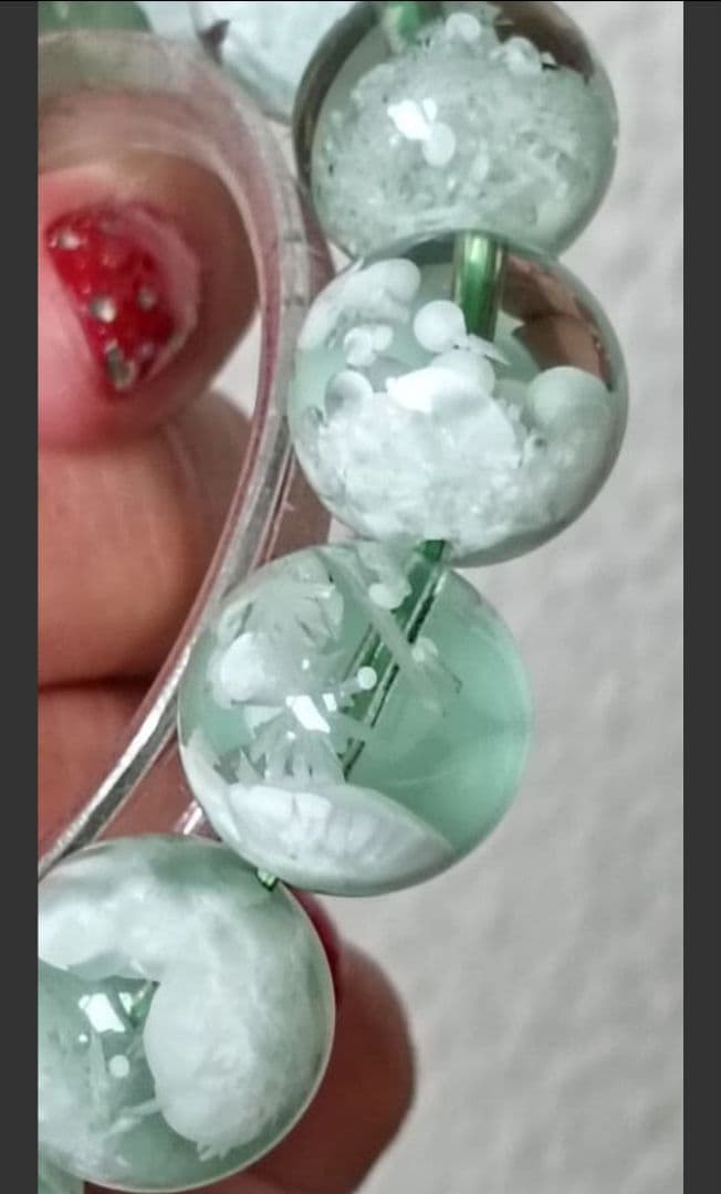 超超超希少石グリーンラリマー‼️14mm内径約17センチ 雪花