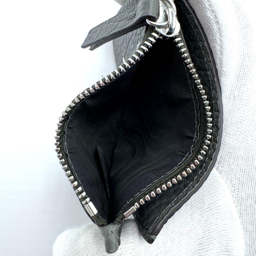 超美品☆メゾンマルジェラ 4ステッチ マネークリップ 小銭入れ付 グレー シボ革