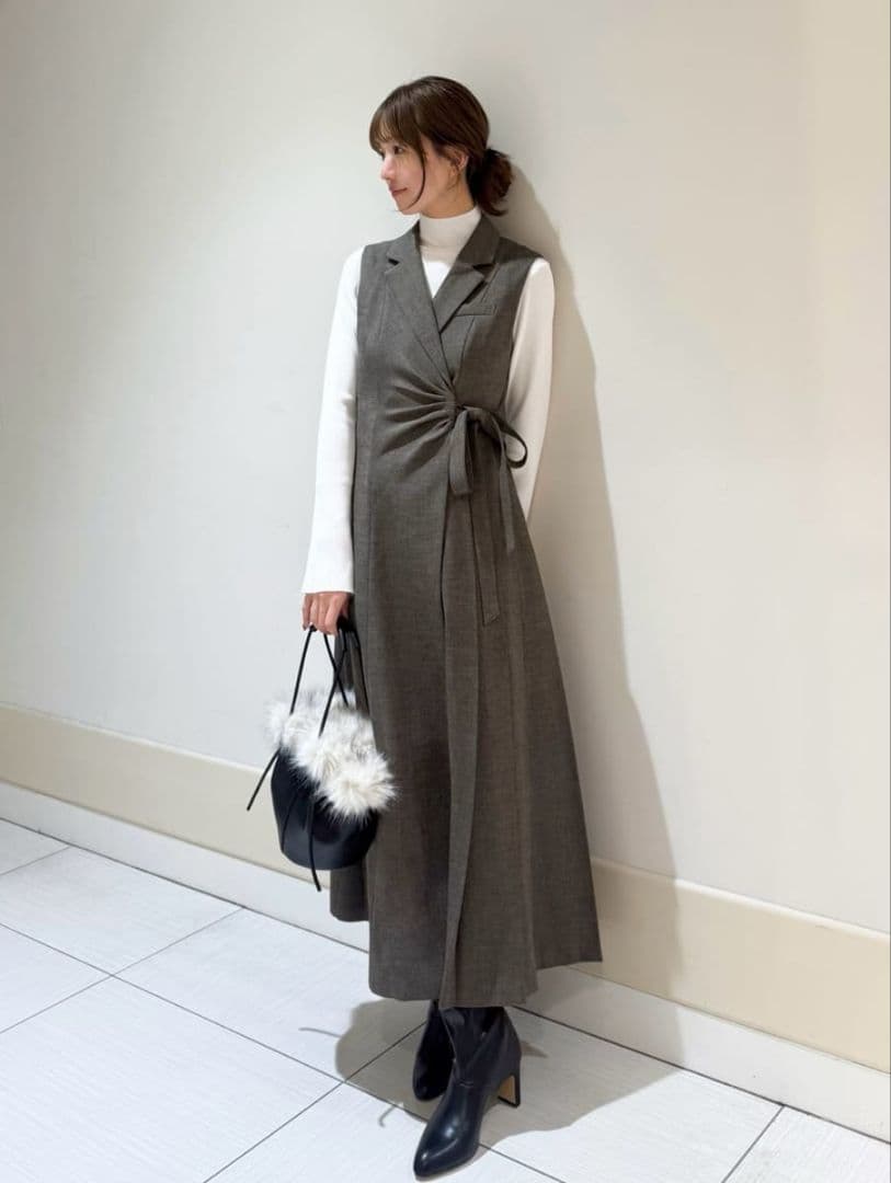 2025AW今季新作】Sustainableサイドプリーツテーラードワンピース