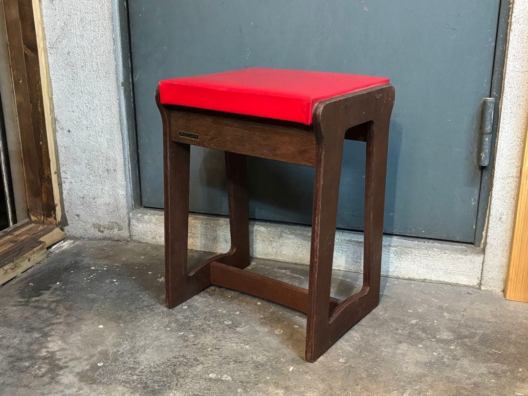 昭和レトロ RICCAR ミシン椅子 座面赤 スツール 家具 椅子 リッカー