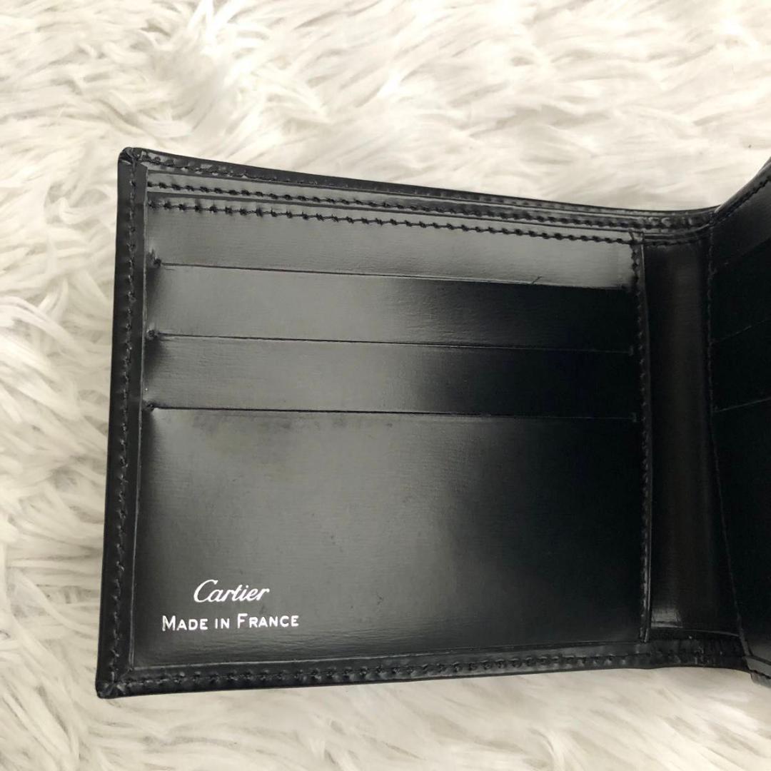 財布 ブランド 二つ折り Cartier カルティエ パシャ 本革 レザー 黒