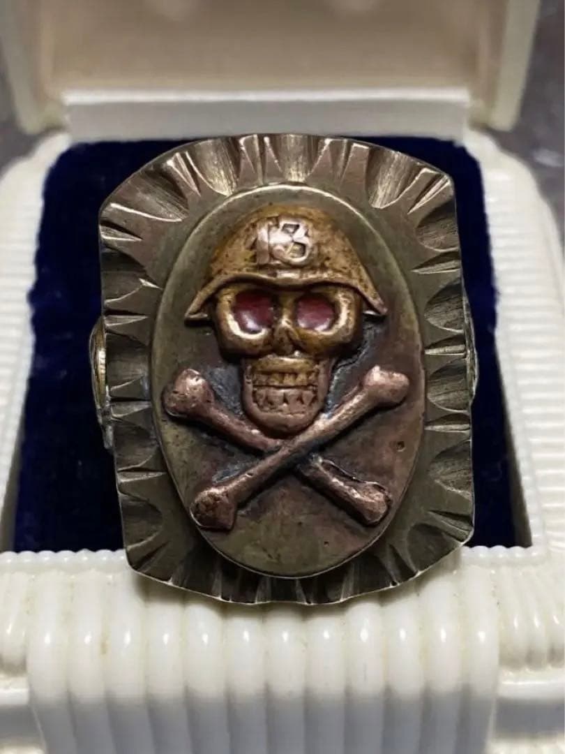 40s'50sビンテージメキシカン13スカルデザインリング古着バイカー