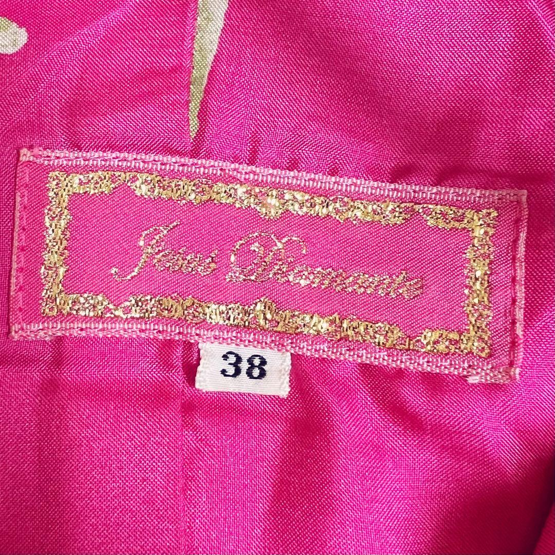 ジーザスディアマンテ プレミアムローズ柄 膝丈ワンピース ピンク