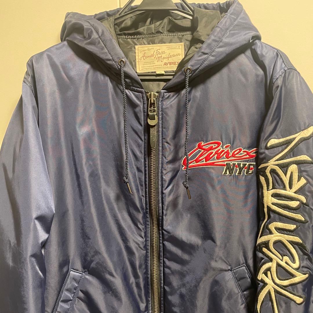 AVIREX NEW YORK HOODED AWARD JACKET - メルカリ