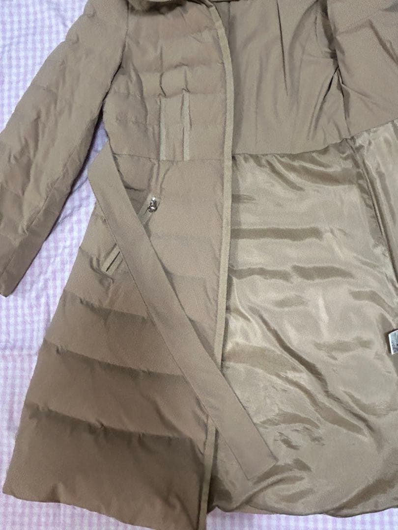 エムズグレイシー ベージュ ダウン ロングコート リボンつき レッキス