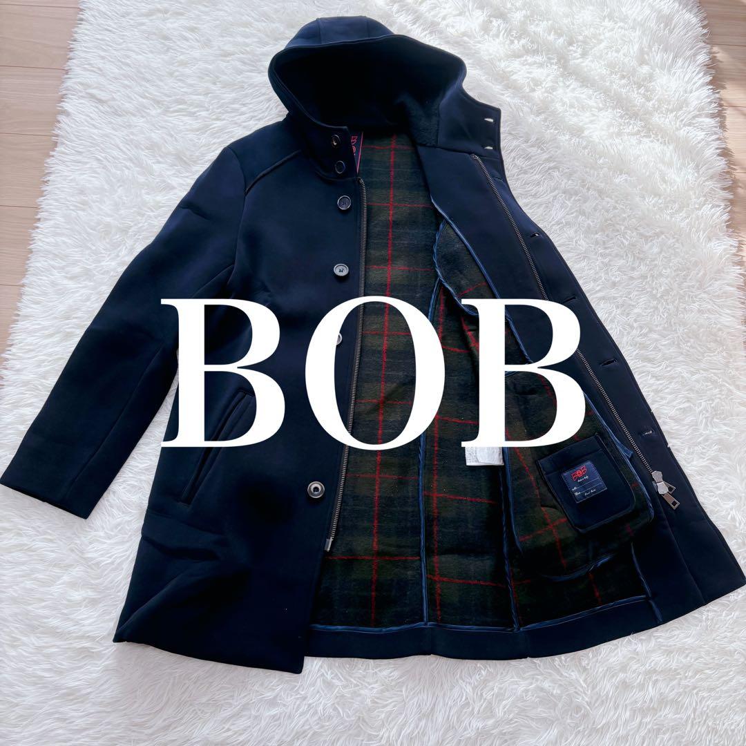 【美品】BOB ボンディング 大きいサイズ フーデットコート チェック ロング miniministore（ミニミニストア） ダッフルコート コート トグルボタン