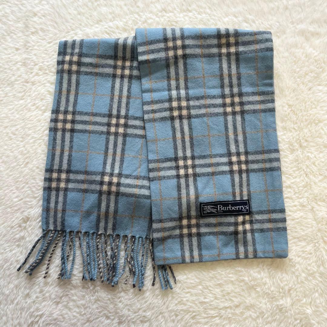 Burberry バーバリー ノバチェック マフラー 水色 - メルカリ