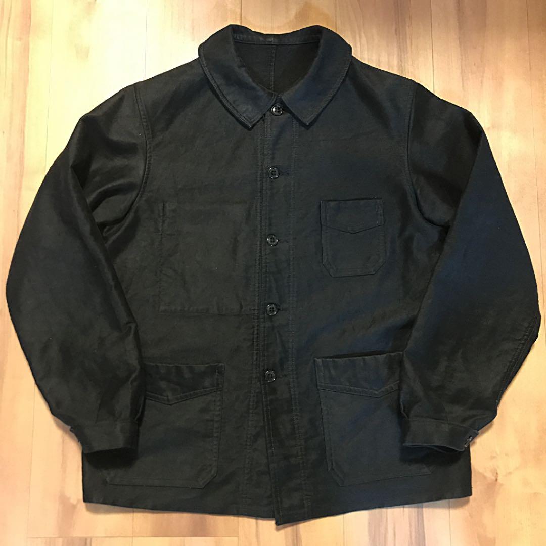 40s〜vintage フレンチワーク ブラックモールスキンワークジャケット