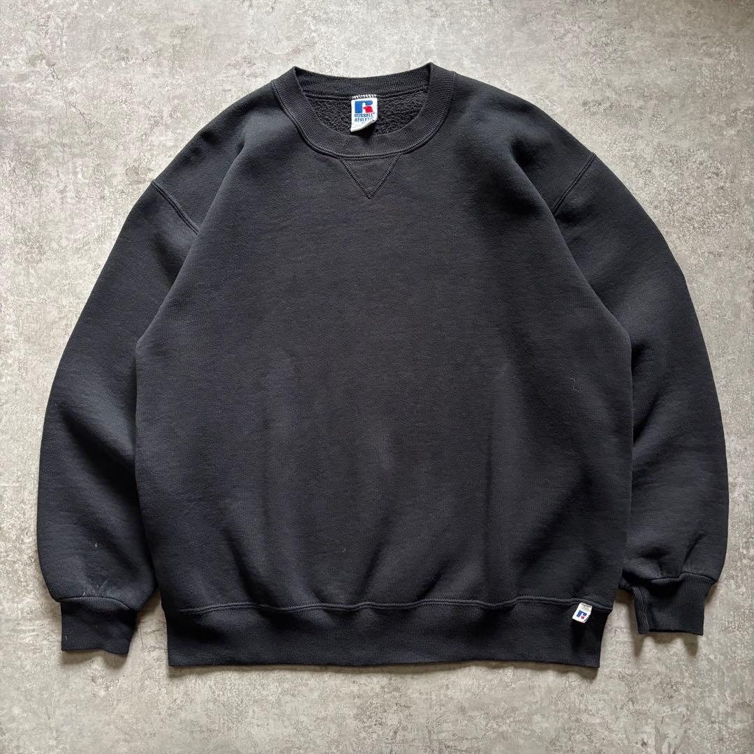 90s RUSSELLラッセル スウェット 無地ソリッド ブラック USA製XL