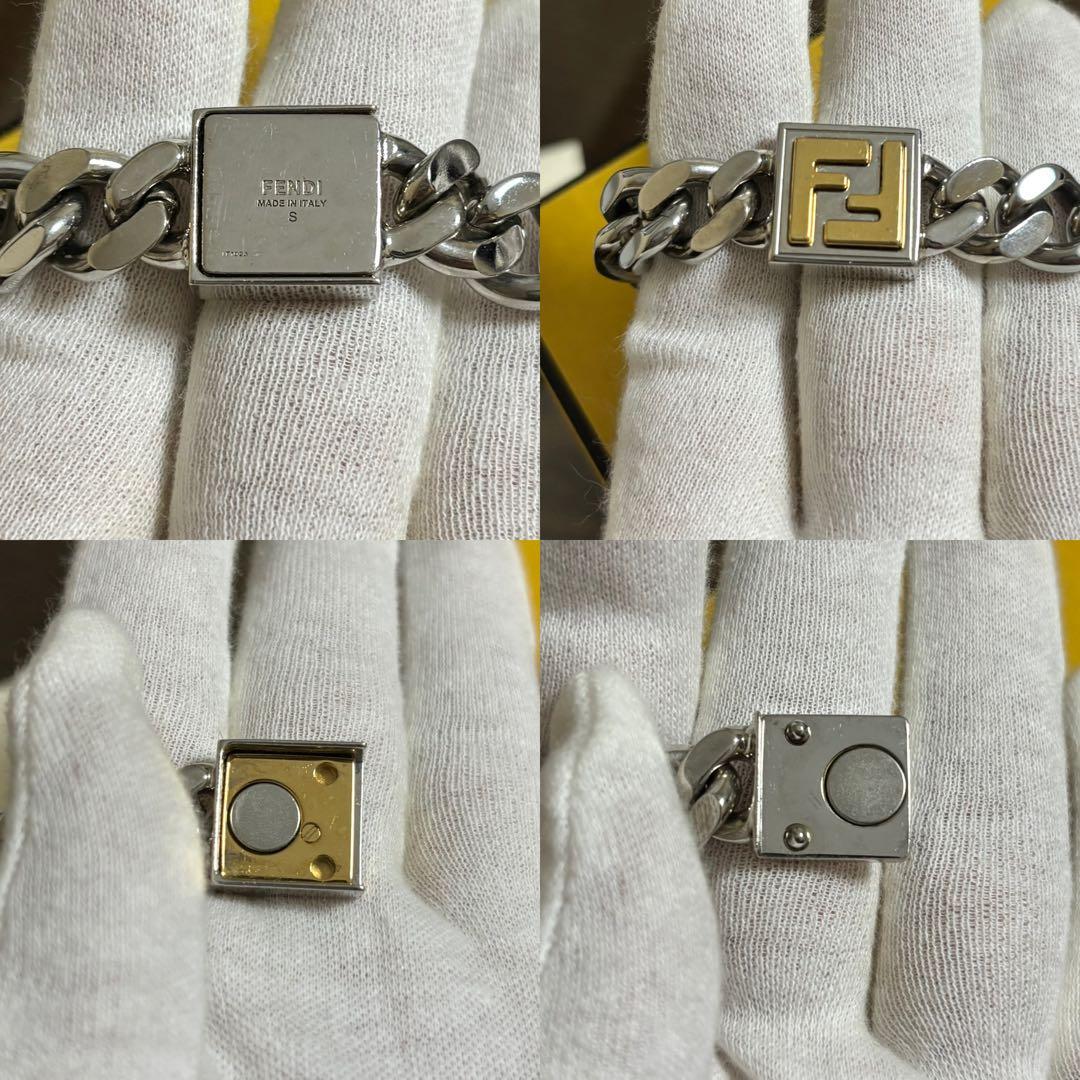美品］フェンディ FFロゴ 喜平 チェーンブレスレット パラジウム＆ゴールド