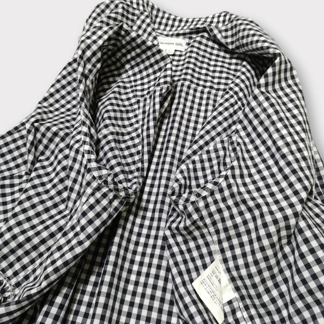 美品 コムデギャルソンガール ラウンドカラー フリル ギンガムチェック