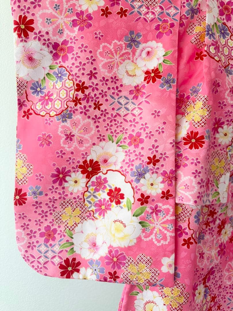 七五三 着物セット フルセット 白 ピンク 花柄 女の子 3歳 7点セット