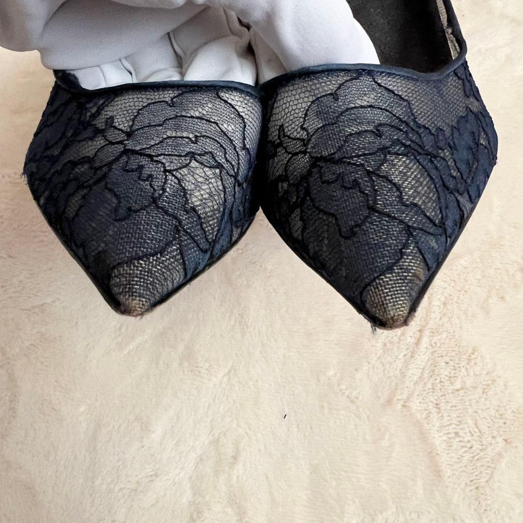 クリスチャンルブタン サテン レース　花柄　ヒール 36 1/2　23.5cm