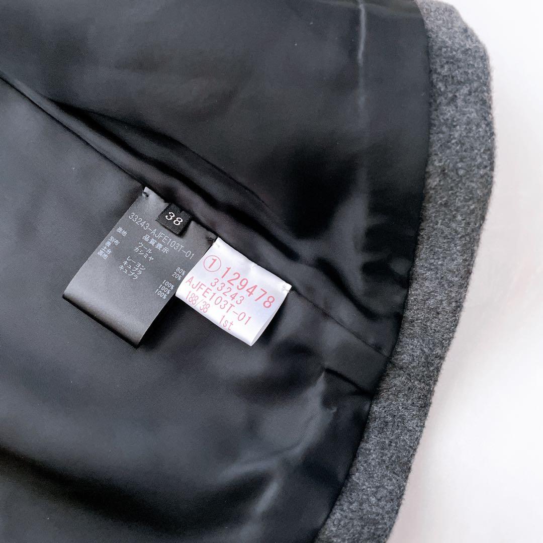 極美品✨フォクシー ノーカラージャケット カシミヤ混 パイピング ロゴ入り 38