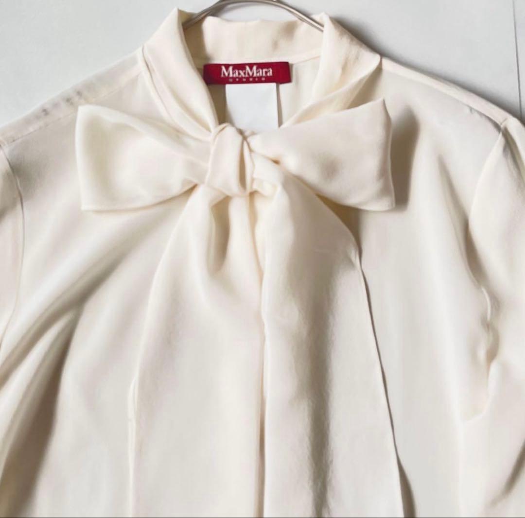 極美品 雑誌掲載 マックスマーラ ボウタイ ブラウス シルク100% - メルカリ