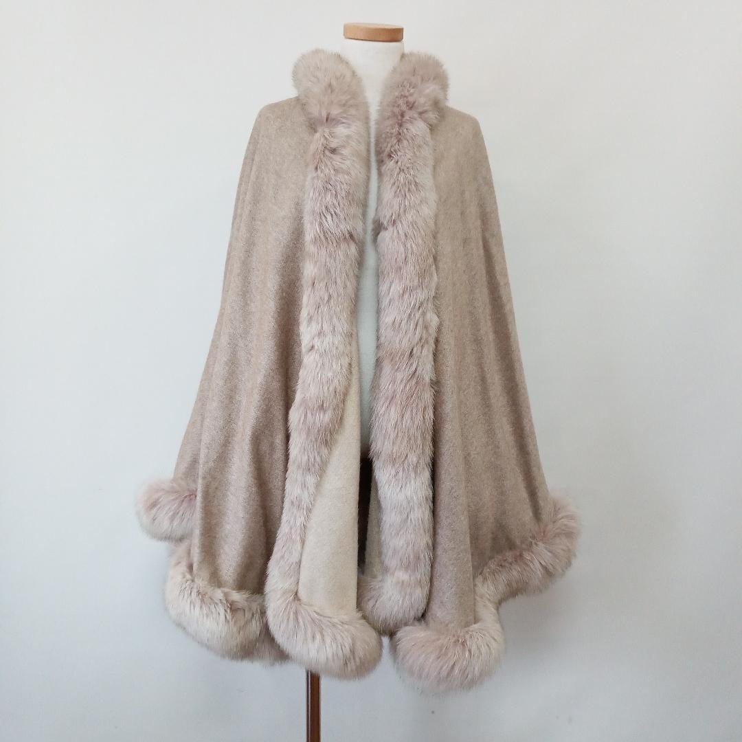 PIACENZA リアルファー ケープ クローク ブルーフォックス 毛皮 - メルカリ