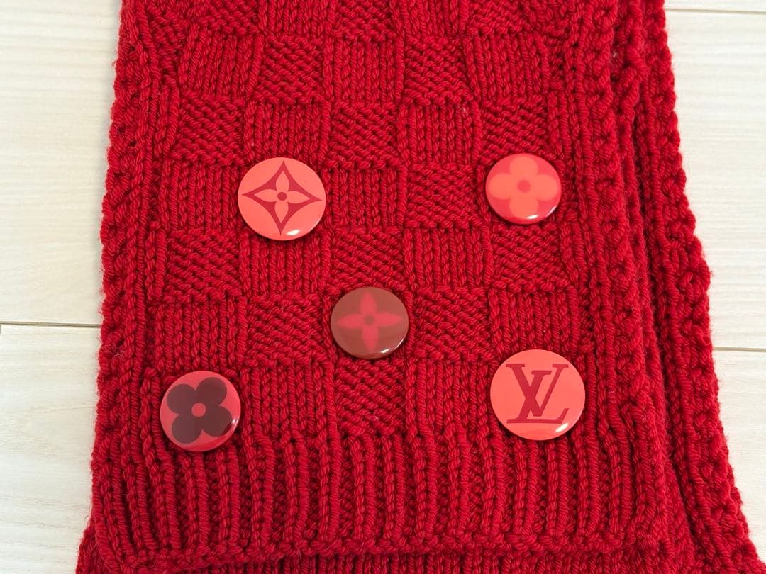 ルイ・ヴィトン マフラー エシャルプ・コンスタンス ウール 赤