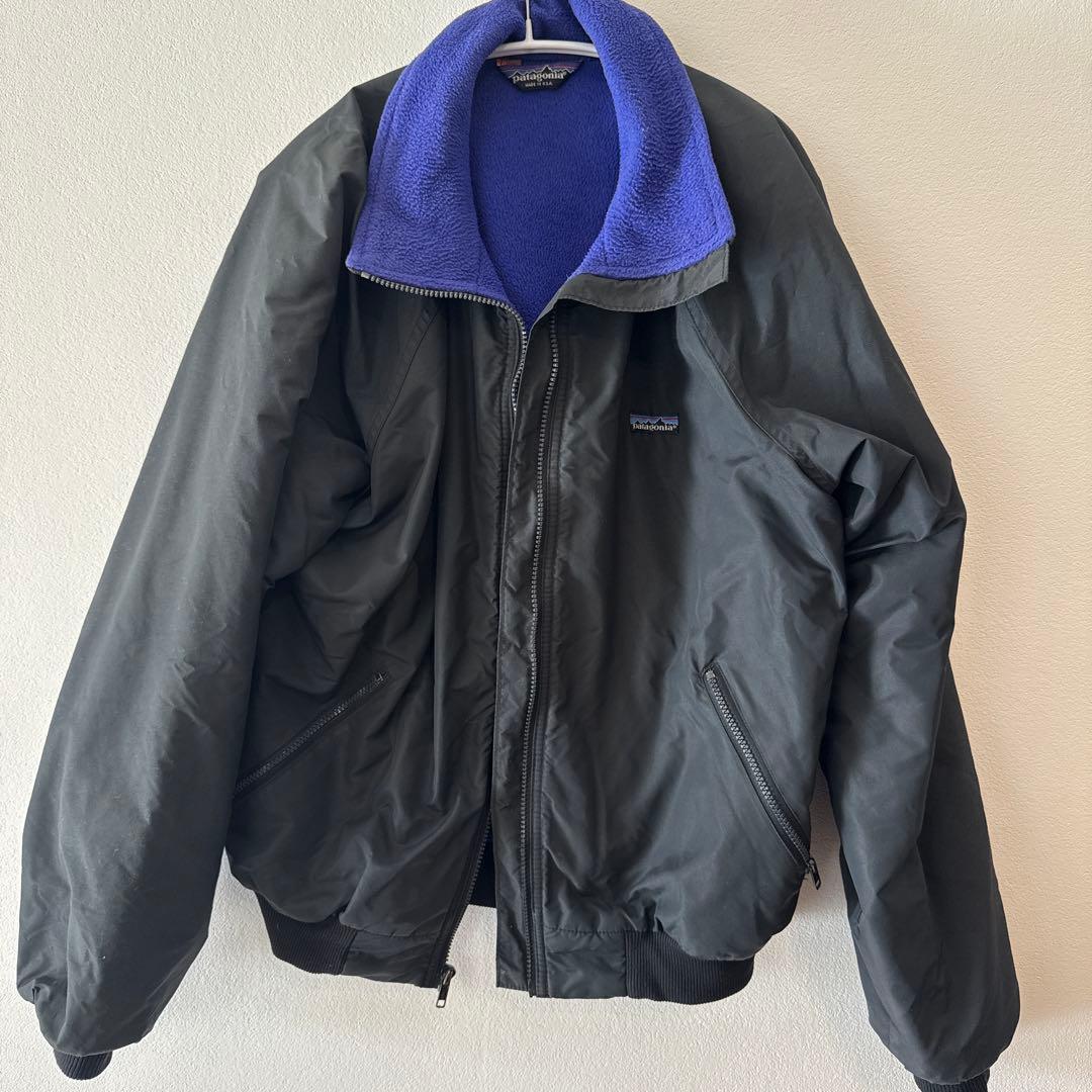 .*様 patagonia 黒ジャンパー 極美品 M ブラック USA 80s 三角タグ Patagonia Shelled Synchilla
