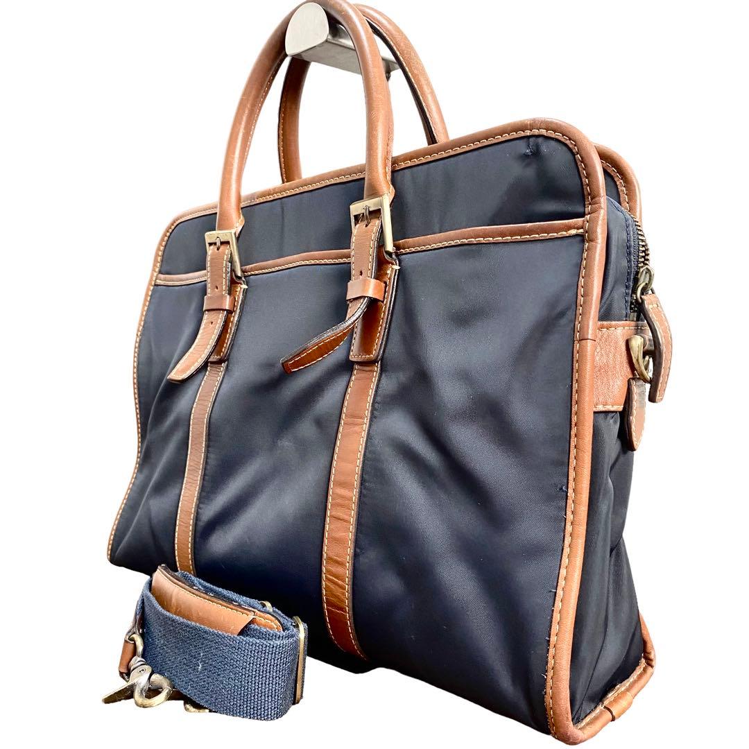 ユナイテッドアローズ 2WAY ビジネスバッグ ナイロンレザー ネイビー