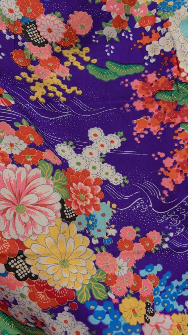 《正絹 アンティーク》七五三 7歳フルセット 濃紫 青紫