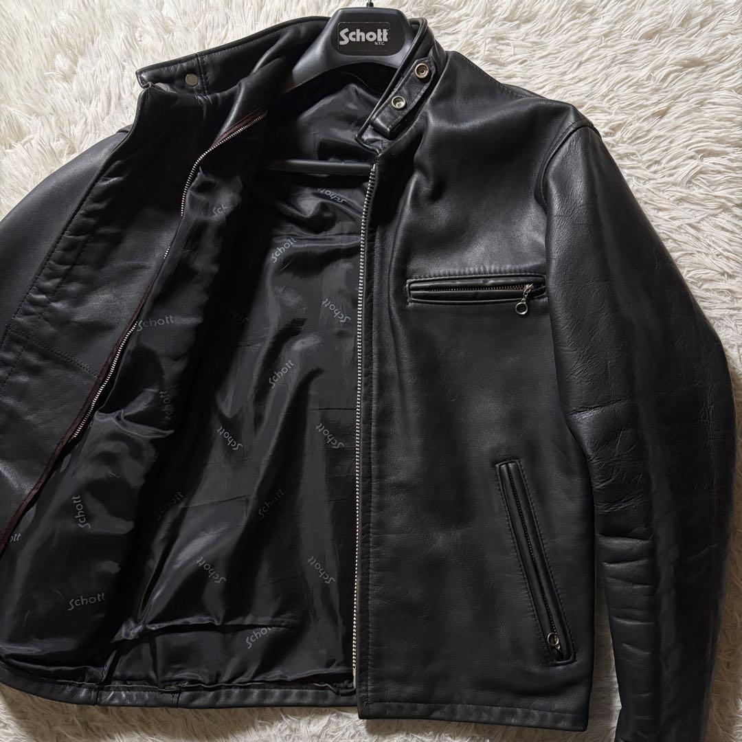 【米国製】schott ライダースジャケット　シングル　ブラック　641 38 Schott N.Y.C（ショット） SCHOTT 641 スタンドカラー シングル