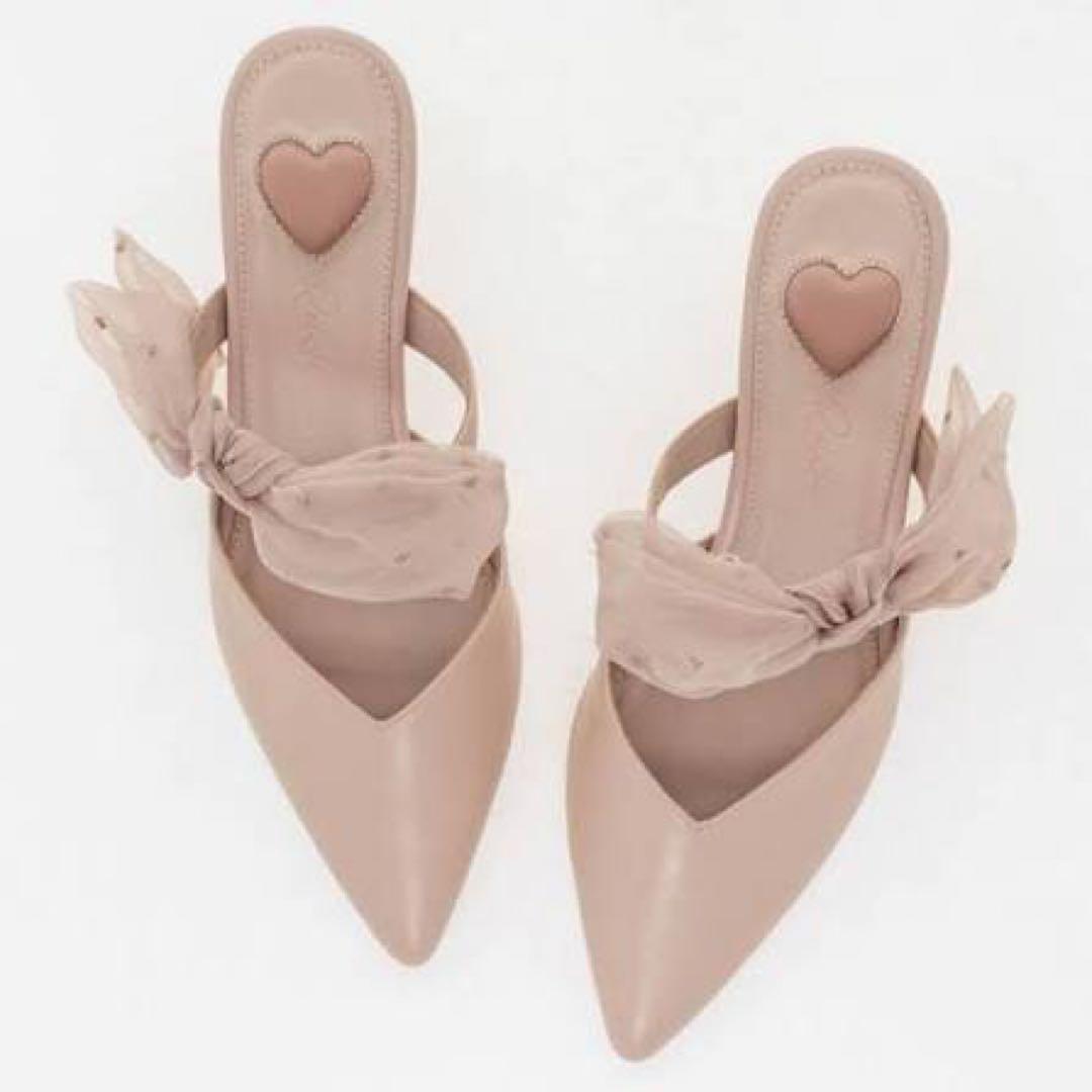 【HEART collection】シアーリボンミュールパンプス 箱あり HEART collection】シアーリボンミュールパンプス 箱あり - メルカリ