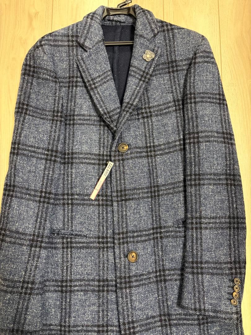 LARDINI ネイビー系チェック チェスターコート限定値下げ