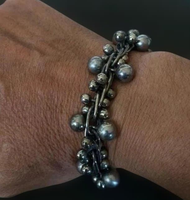 ヴィンテージ メキシコ シルバー パール DNA ブレスレット 8mm玉