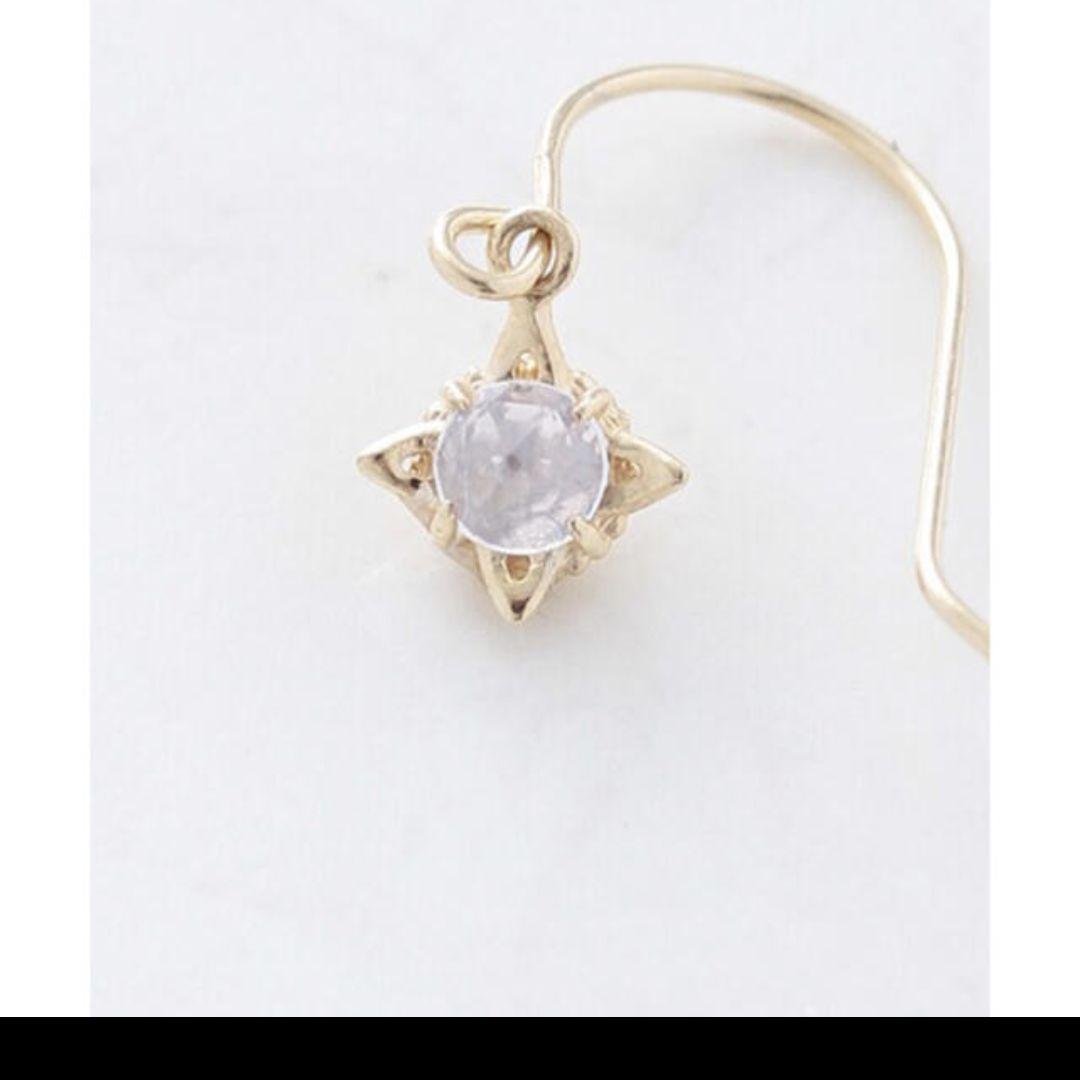 K10 ロイヤルブルームーンストーン フラワー フックピアス ノワールド