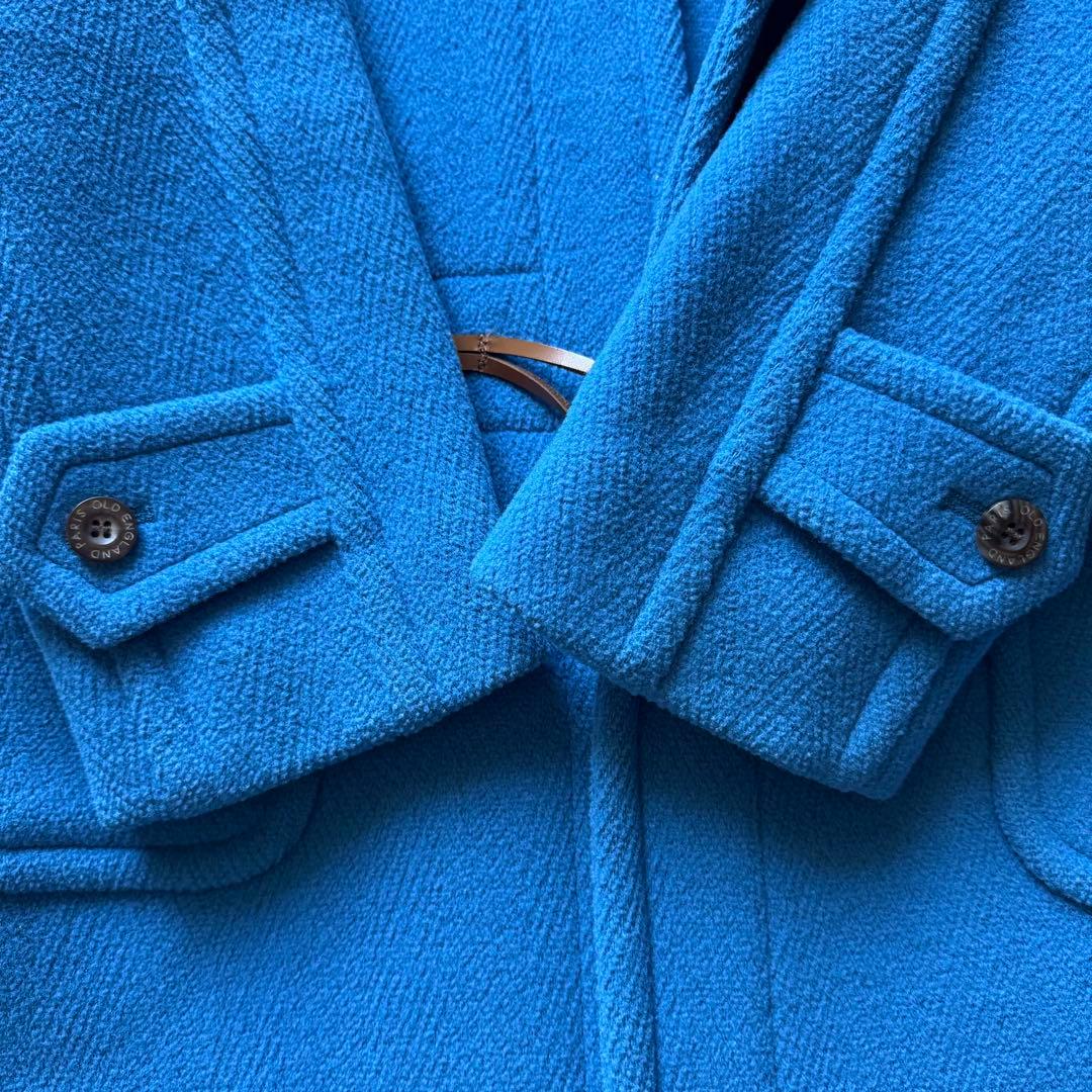 美品 OLD ENGLAND ヘリンボーン生地ダッフルコート ブルー