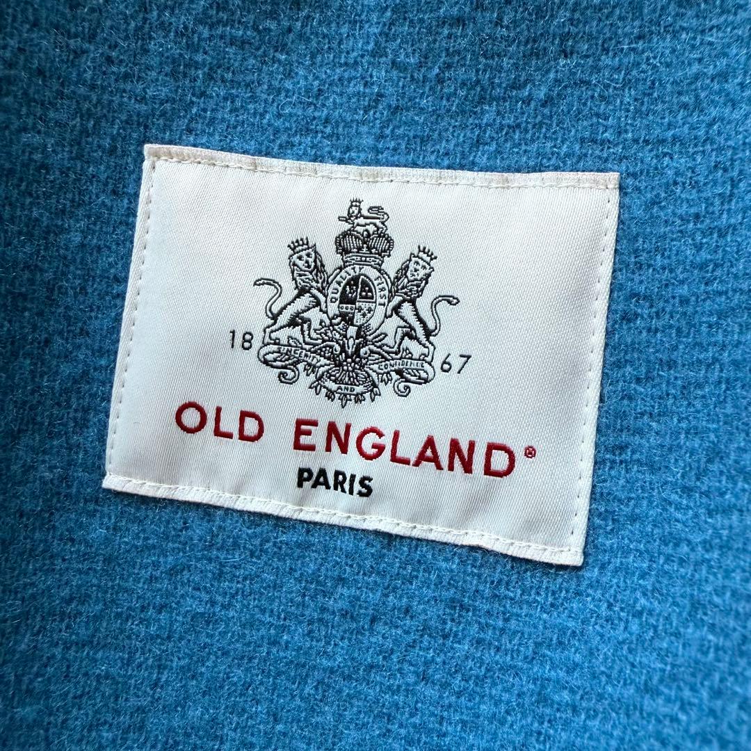 美品 OLD ENGLAND ヘリンボーン生地ダッフルコート ブルー