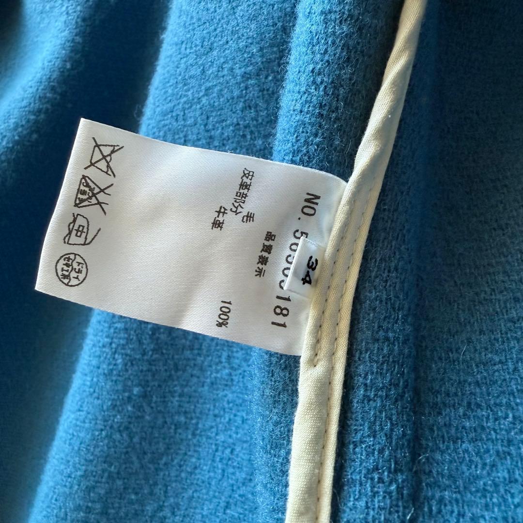 美品 OLD ENGLAND ヘリンボーン生地ダッフルコート ブルー