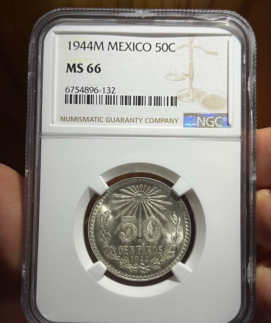 1944年 メキシコ 50セントavos MS 66 NGC認定 - メルカリ