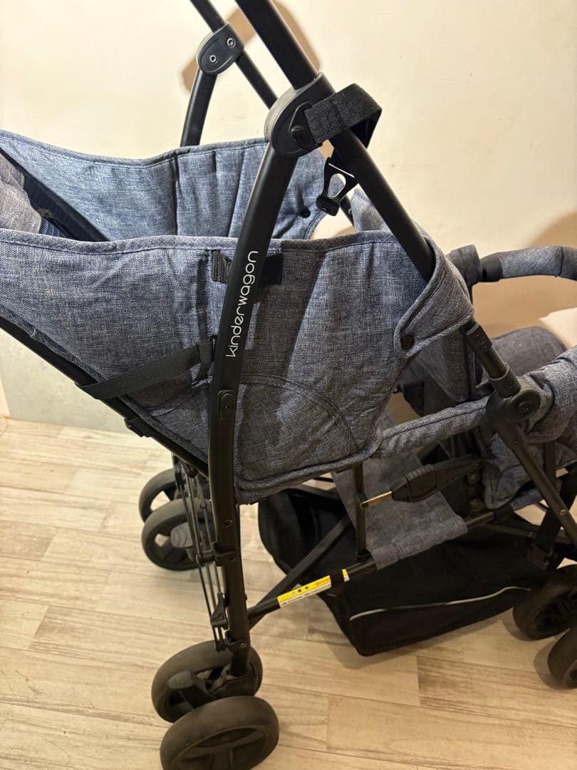 二人乗りベビーカー グレー　kiderwagon
