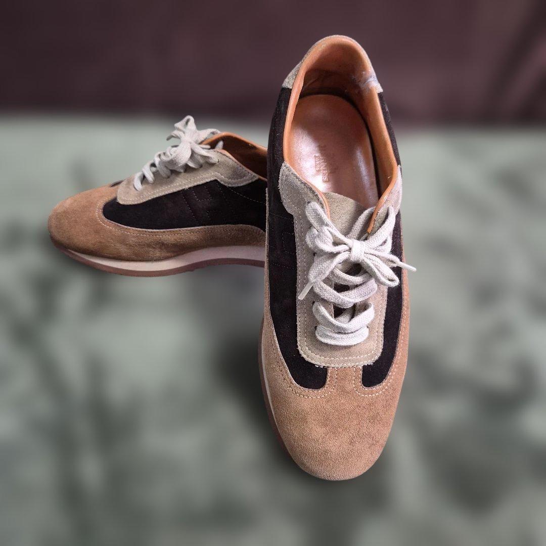 HERMES クイック ブラウンスエード スニーカー サイズ42 約27cm - メルカリ