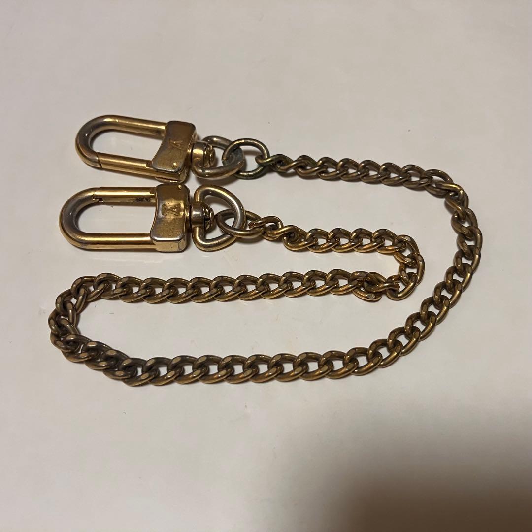 ルイヴィトン良品】ダミエパターン 長財布 ゴールドチェーン付き