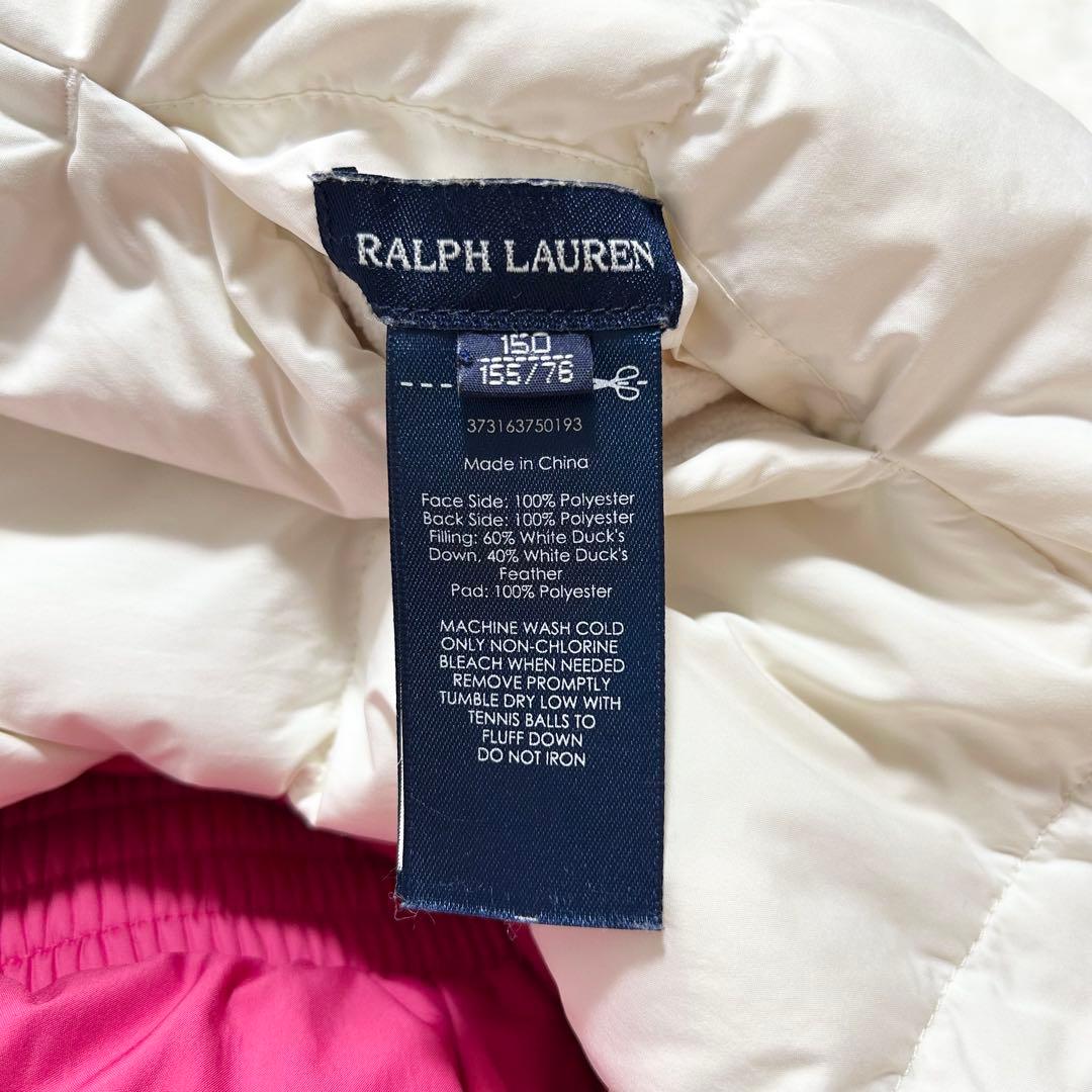極上品 ラルフローレン ダウンベスト ポニー 白 ピンク リバーシブル