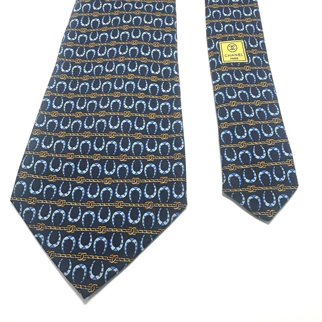 極美品】CHANEL ネクタイ 希少 高級品 ココマーク チェーン 美麗
